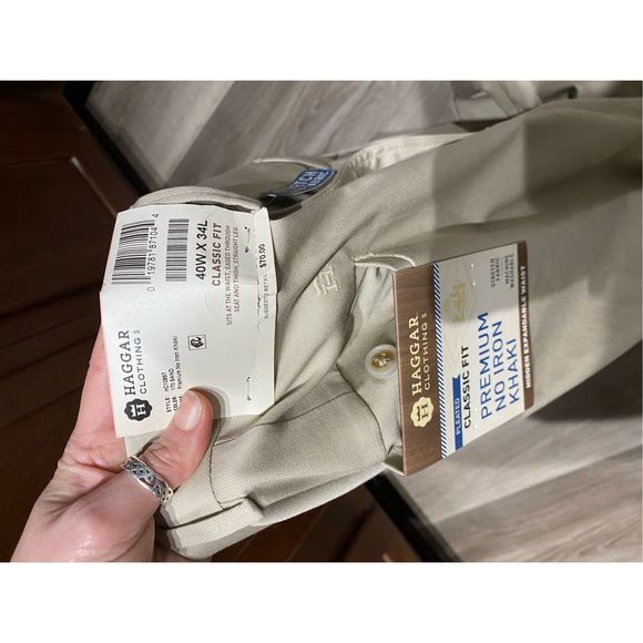 Haggar Performance Comfort Stretch Dress Pant, Straight Fit, in Sand, Sz 40 x 34 - Picture 5 of 6